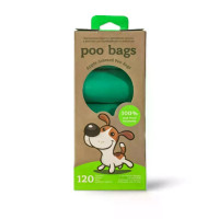 Пакеты биоразлагаемые одноразовые Poo Bags с ароматом яблока 120 шт (8 рулонов по 15 пакетов)