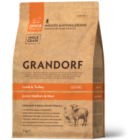 Сухой корм для юниоров собак средних и крупных пород Grandorf LAMB & TURKEY JUNIOR ягненок с индейкой 3 кг