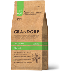 Сухий корм для дорослих собак дрібних порід Grandorf LAMB & TURKEY ADULT міні ягня з індичкою 1 кг