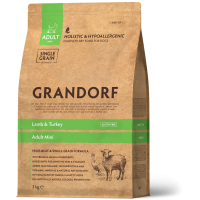 Сухий корм для дорослих собак дрібних порід Grandorf LAMB & TURKEY ADULT міні ягня з індичкою 3 кг