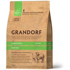 Сухий корм для дорослих собак дрібних порід Grandorf LAMB & TURKEY ADULT міні ягня з індичкою 3 кг