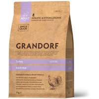 Сухой корм для взрослых собак мелких пород Grandorf TURKEY ADULT мини с индейкой от 1 года 3 кг