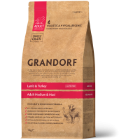 Сухий корм для дорослих собак середніх і великих порід Grandorf Lamb & Turkey Medium & Maxi з ягням та індичкою 1 кг