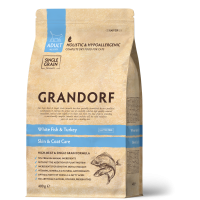 Сухий корм для котів Grandorf White Fish & Turkey Indoor з білою рибою та індичкою 0,4 кг