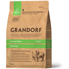 Сухий корм для дорослих собак дрібних порід Grandorf LAMB & TURKEY ADULT міні ягня з індичкою 8 кг