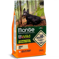 Сухой корм Monge Dog Bwild Grain Free с уткой для взрослых собак мелких пород, 2.5 кг