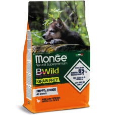 Сухий корм Monge Dog Bwild Grain Free з качкою для цуценят та юніорів собак, 2.5 кг
