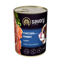 Вологий корм SAVORY з кроликом для цуценят усіх порід, 400 г