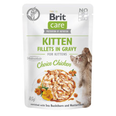 Вологий корм Brit Care Kitten Fillets in Gravy Choice Chicken - для кошенят, філе у соусі з куркою 85 г
