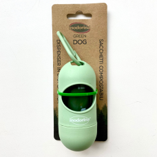 Диспенсер Inodorina Green Dispenser + Bio Sachets з біорозкладними пакетиками для прибирання за собаками, 1 шт