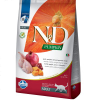 Сухий беззерновий корм ( Фарміна ) Farmina N&D Grain Free Pumpkin Quail & Pomegranate Adult для дорослих котів, з перепелом, гарбузом та гранатом 5 кг