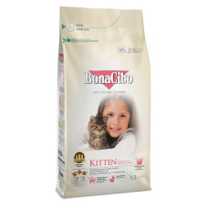 Сухий корм BonaCibo Kitten з куркою, рисом та анчоусом для кошенят, 1,5 кг