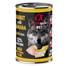 Вологий корм Alpha Spirit Rabbit with Banana з кроликом та бананом для дорослих собак усіх порід, 400 г