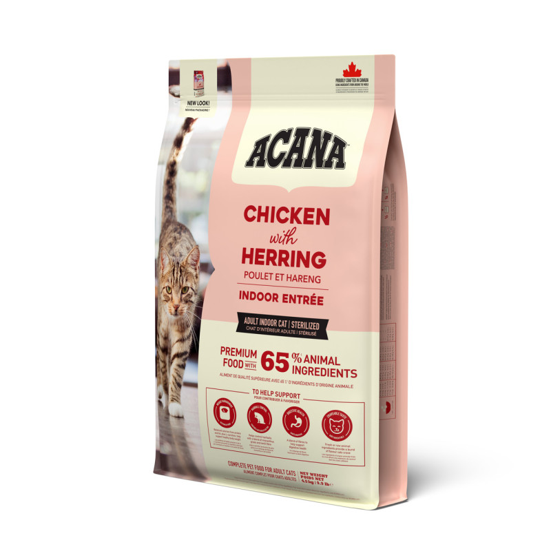 Сухий корм ACANA Indoor Entrée Cat для домашніх котів з куркою, індичкою та кроликом, 4.5 кг