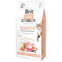 Сухий беззерновий корм Brit Care Cat Grain Free Sensitive HDigestion and Delicate Taste - для котів з чутливим травленням, з індичкою та лососем 7 кг