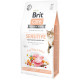 Сухий беззерновий корм Brit Care Cat Grain Free Sensitive HDigestion and Delicate Taste - для котів з чутливим травленням, з індичкою та лососем 7 кг