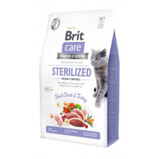 Сухий беззерновий корм Brit Care Cat Grain Free Sterilized Weight Control - для стерилізованих котів з надмірною вагою, з качкою та індичкою 2 кг