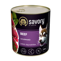 Вологий корм SAVORY з яловичиною для дорослих собак усіх порід, 800 г