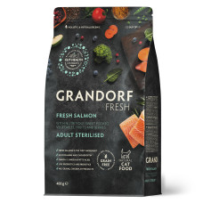 Сухий корм для стерилізованих котів Grandorf Fresh Steril Cat Salmon & Sweet Potato з лососем та бататом 0,4 кг