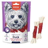 Ласощі для собак Wanpy Duck Jerky & Calcium Bone Twists з в’яленою качкою та кальцієм