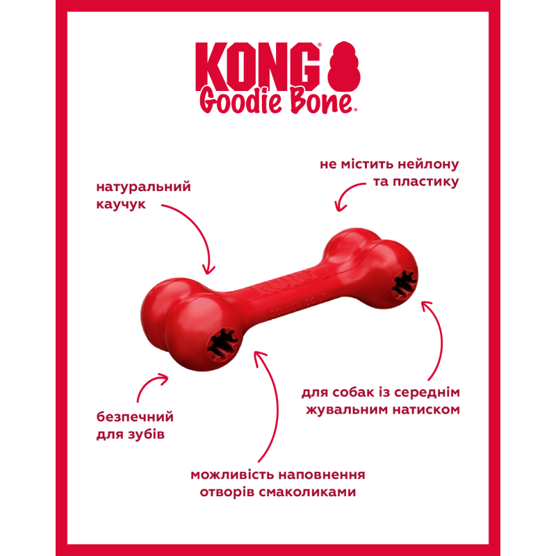Іграшка для собак KONG Goodie Bone (для жування та наповнення ласощами), розмір M