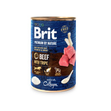 Вологий корм для собак Brit Premium by Nature з яловичиною та тельбухами, 400 г