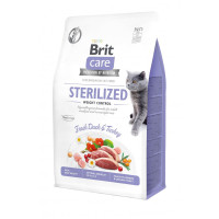 Сухий беззерновий корм Brit Care Cat Grain Free Sterilized Weight Control - для стерилізованих котів з надмірною вагою, з качкою та індичкою 400 г
