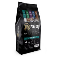 Сухий корм SAVORY з індичкою та куркою для кошенят всіх порід, 8 кг