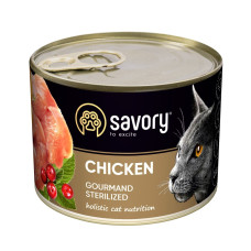 Вологий корм SAVORY повнораціонний з куркою для стерилізованих дорослих котів, 200 г