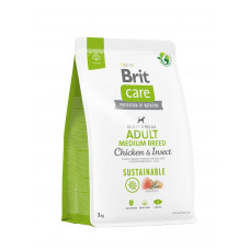 Сухий корм Brit Care Dog Sustainable Adult Medium Breed (курка та комахи) для дорослих собак середніх порід, 3кг