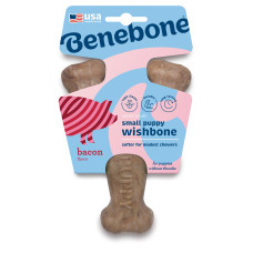 Іграшка для гризіння Benebone Puppy Wishbone Bacon «Важіль» зі смаком бекону для цуценят, розмір SMALL, до 13 кг