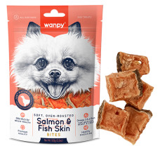 Ласощі для собак Wanpy Soft Salmon & Fish Skin Bites м’які шматочки лосося та рибної шкіри