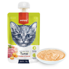 Кремові ласощі для котів Wanpy Tuna Chicken & Carrot тунець, курка та морква 70 г