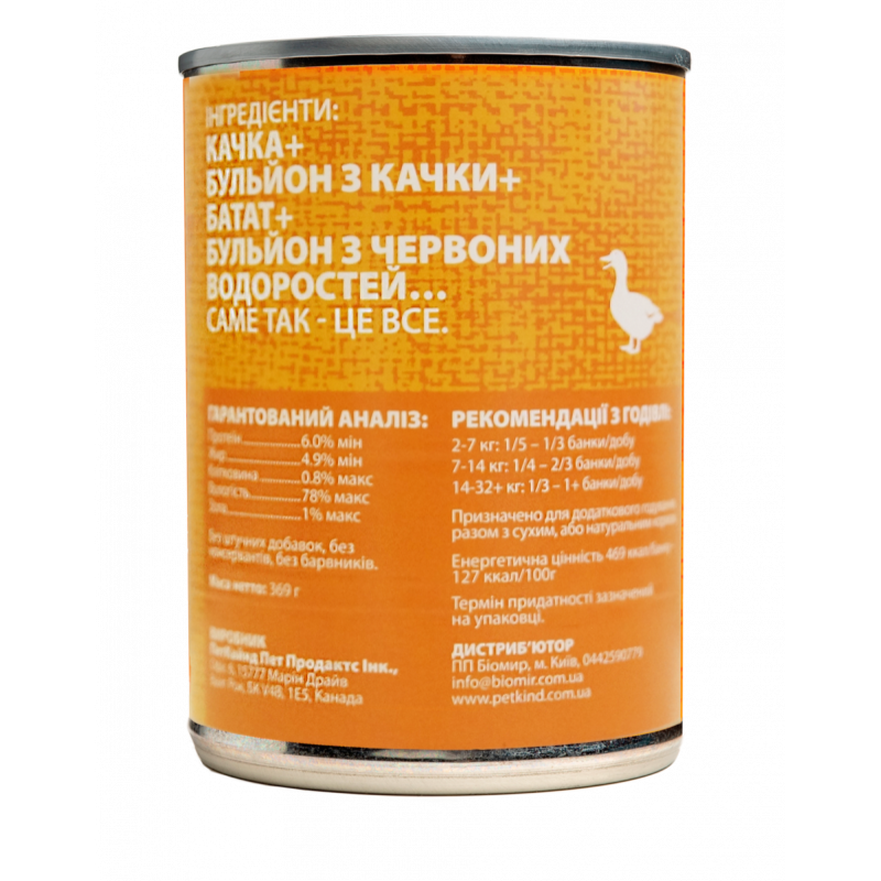 Вологий корм PETKIND Duck Formula з качкою для дорослих собак, 369 г