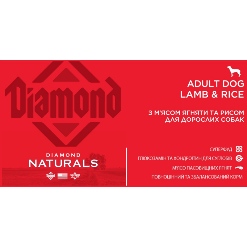 Сухий корм Diamond Naturals Adult Dog Lamb & Rice для дорослих собак, 15 кг