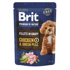 Вологий корм для собак малих порід Brit Premium філе в соусі (курка та зелений горошок), 85 г