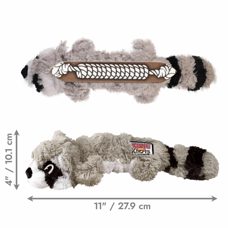 Іграшка для собак KONG Scrunch Knots Raccoon (єнот з вузлами та пискавкою), розмір S/M