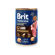 Вологий корм для собак Brit Premium by Nature з ягням та гречкою, 400 г