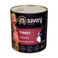 Влажный корм SAVORY повнораціонний с индейкой для взрослых собак всех пород, 800 г