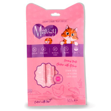 Ласощі кремові для котів Mavsy CREAMY LICKABLE TREATS CHICKEN WITH SALMON з м’яса курки та філе лосося, 15 г (5 шт)