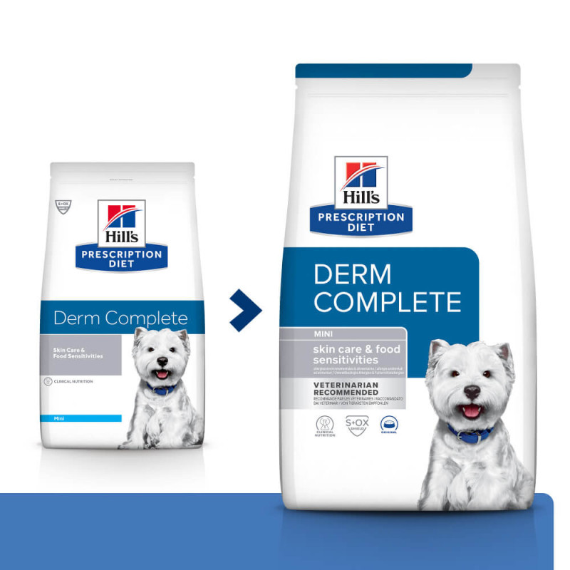 Сухий корм Hill's Prescription Diet Derm Complete Mini для собак малих порід з рисом і яйцем, підтримка при харчовій алергії та атопічному дерматиті, 1 кг