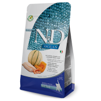 Сухий беззерновий корм ( Фарміна ) Farmina N&D Grain Free Ocean Cod, Shrimp, Pumpkin and Cantaloupe Melon Kitten для кошенят, вагітних та годуючих кішок з тріскою, креветками, гарбузом та динею 1,5 кг