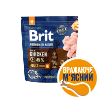 Сухий корм Brit Premium Dog Adult M (курка) для дорослих собак середніх порід 10–25 кг, 1 кг