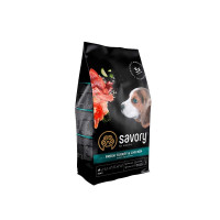Сухий корм SAVORY з індичкою та куркою для цуценят усіх порід, 1 кг