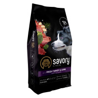 Сухий корм SAVORY з ягням та індичкою для дорослих собак середніх порід, 12 кг