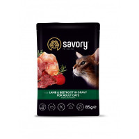 Пауч SAVORY для дорослих котів з ягням та буряком у соусі, 85г