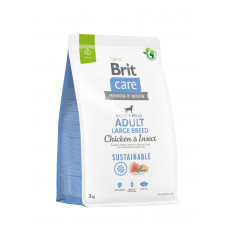 Сухий корм Brit Care Dog Sustainable Adult Large Breed (курка та комахи) для дорослих собак великих порід від 25 кг, 3кг