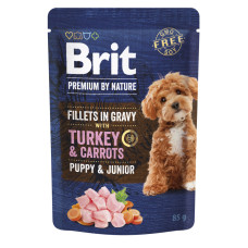 Вологий корм для цуценят малих порід Brit Premium філе в соусі (індичка та морква), 85 г