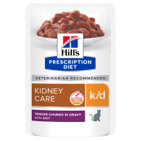 Вологий корм Hill's PRESCRIPTION DIET k/d для котів для підтримки функції нирок, з яловичиною, пауч 85 г