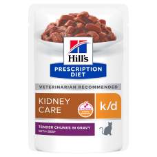 Вологий корм Hill's PRESCRIPTION DIET k/d для котів для підтримки функції нирок, з яловичиною, пауч 85 г